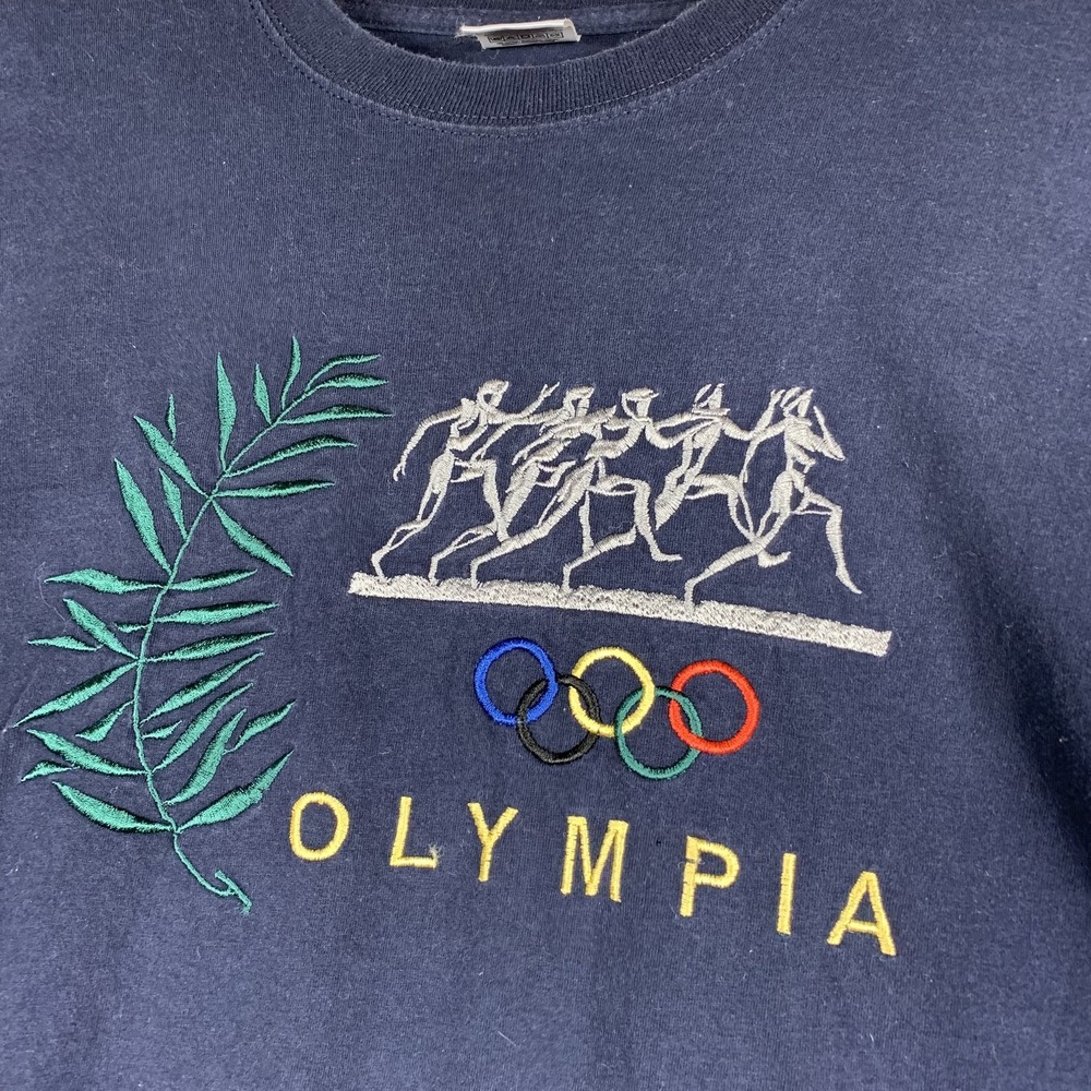 Vintage Olympia Olympic Rings Shirt Mens XL Blue Fruit Of The Loom Running 2000s